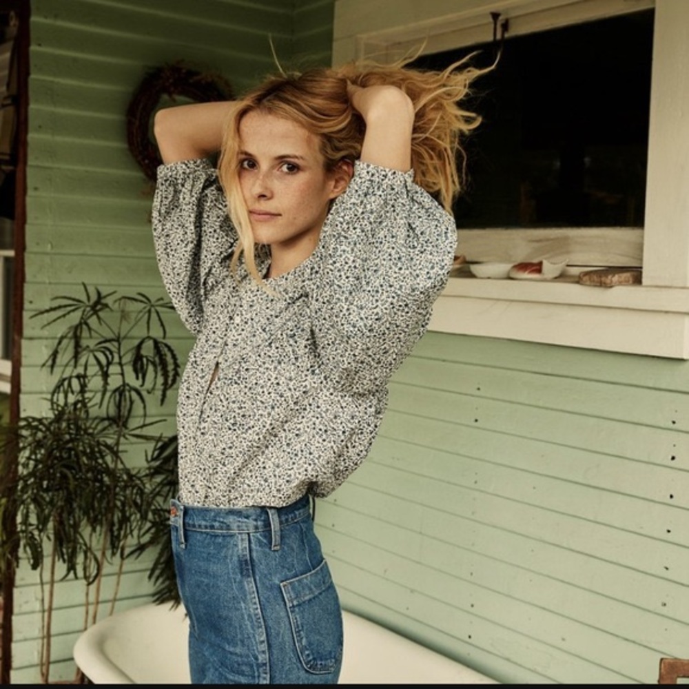 Doen Berkley Top in navy Champignon floral